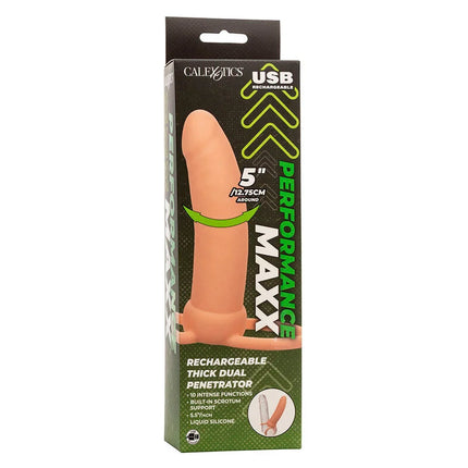 CALEXOTICS - MAXX THICK DUAL PENETRATOR 10 VIBRATIONEN FLEISCH - Penishülle mit Verlängerung