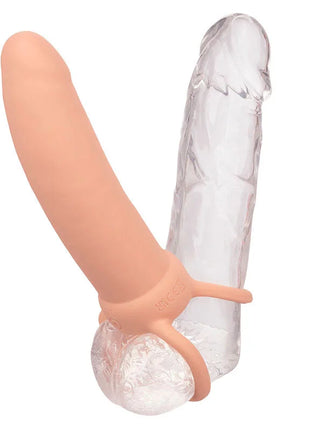 CALEXOTICS - MAXX THICK DUAL PENETRATOR 10 VIBRATIONEN FLEISCH - Penishülle mit Verlängerung