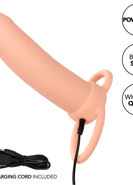 CALEXOTICS - MAXX THICK DUAL PENETRATOR 10 VIBRATIONEN FLEISCH - Penishülle mit Verlängerung