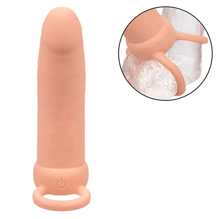 CALEXOTICS - MAXX THICK DUAL PENETRATOR 10 VIBRATIONEN FLEISCH - Penishülle mit Verlängerung