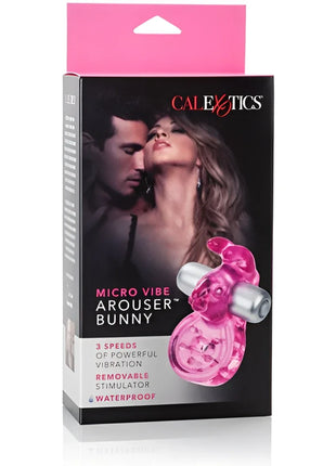 Pink transluzenter kunststoff und silbernes metall micro vibe arouser bunny von calexotics für intime stimulation