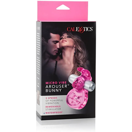 Pink transluzenter kunststoff und silbernes metall micro vibe arouser bunny von calexotics für intime stimulation