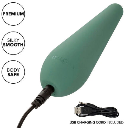 Calexotics mod chic stimulator grün ein mattes salbeigrünes adult toy mit glattem, zugespitztem design und integriertem usb-ladekabel