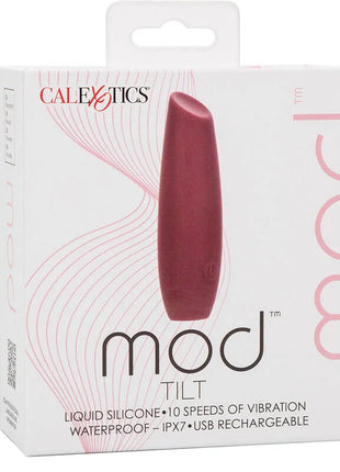 Calexotics mod tilt stimulator rot ist ein schlanker matter burgunderfarbener silikonvibrator mit glattem, konischem design