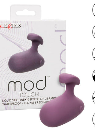 Lila mod touch stimulator von calexotics aus flüssigsilikon mit ergonomischem design und reisesicherung