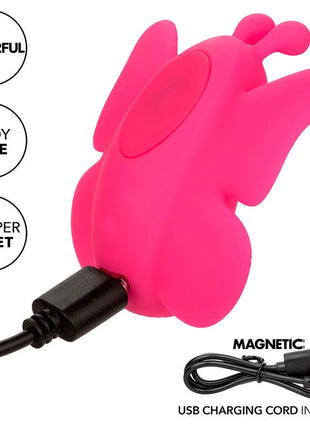 Vibranter rosa silikon schmetterlingsvibrator mit magnetischem usb ladekabel von calexotics neon vibes der flutter vibe stimulator
