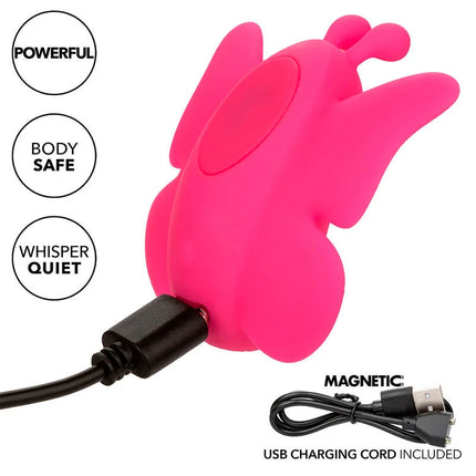 Vibranter rosa silikon schmetterlingsvibrator mit magnetischem usb ladekabel von calexotics neon vibes der flutter vibe stimulator