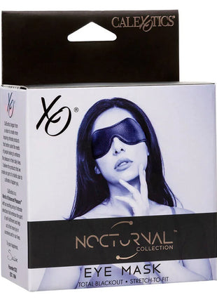 Calexotics schwarze augenmaske aus pvc leder mit lederstruktur in einer gebrandeten verpackung