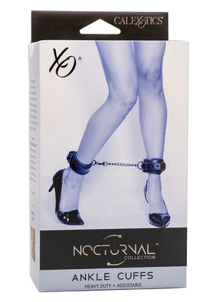 Schwarze schwarze luxushandfesseln aus leder mit kette von calexotics nocturnal collection verstellbar