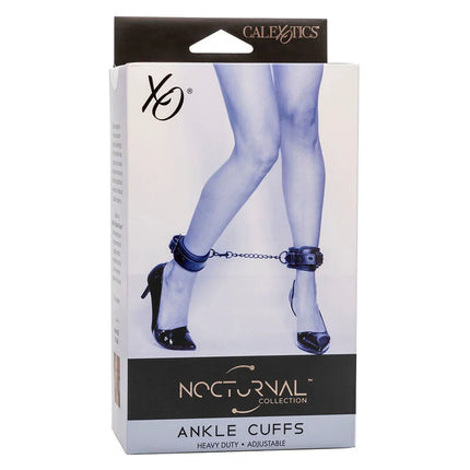 Schwarze schwarze luxushandfesseln aus leder mit kette von calexotics nocturnal collection verstellbar