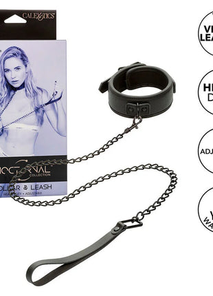 CALEXOTICS - NOCTURNAL HALSBAND & LEINE LEDER VERSTELLBAR SCHWARZ