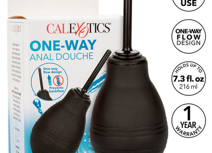 Schwarzer gummianaldusche mit langer schlanker düse und horizontalen rillen für griff von calexotics
