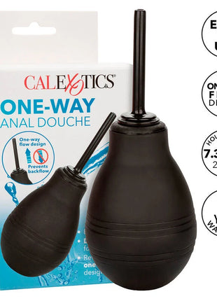 Schwarzer gummianaldusche mit langer schlanker düse und horizontalen rillen für griff von calexotics
