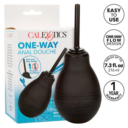 Schwarzer gummianaldusche mit langer schlanker düse und horizontalen rillen für griff von calexotics