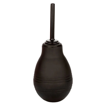 Calexotics one way analdusche schwarz mit schwarzem gummisaugball und langem schlanken düsenaufsatz