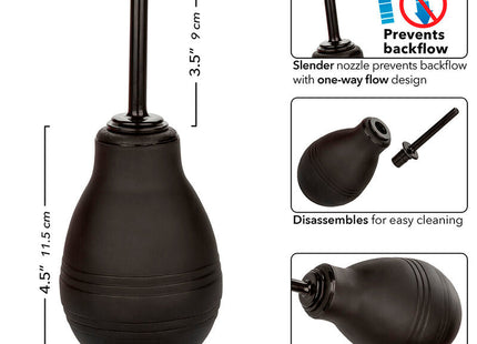 Schwarzes gummiball-sauggerät mit schlanker düse und einweg-fluss-design von calexotics analdusche