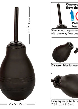 Schwarzes gummiball-sauggerät mit schlanker düse und einweg-fluss-design von calexotics analdusche