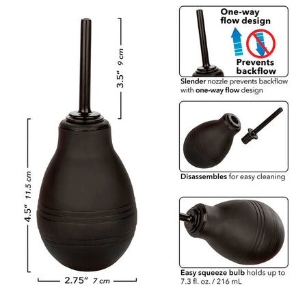 Schwarzes gummiball-sauggerät mit schlanker düse und einweg-fluss-design von calexotics analdusche