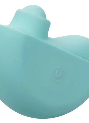 Calexotics ovation acclaim stimulator aqua green ein glatter, matte teal silikon-vibrator in ente-form mit rundem körper und prägnantem power-knopf
