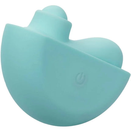 Calexotics ovation acclaim stimulator aqua green ein glatter, matte teal silikon-vibrator in ente-form mit rundem körper und prägnantem power-knopf