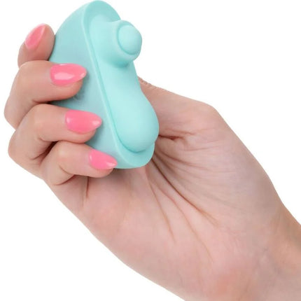 Ein mintgrüner, silikon stressball mit ergonomischem design und kleiner taste oben von CalExotics Ovation Acclaim Stimulator