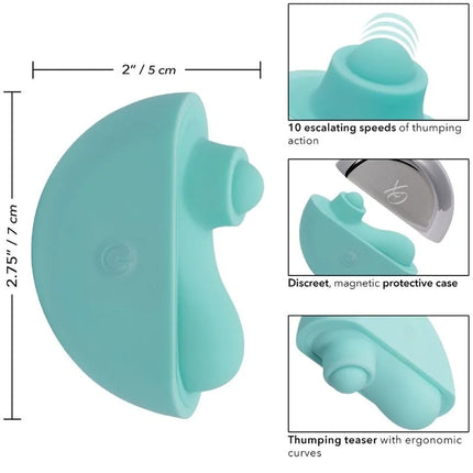 Tealfarbenes ergonomisches thumping teaser mit magnetischem schutzgehäuse von CALEXOTICS ovation acclaim stimulator
