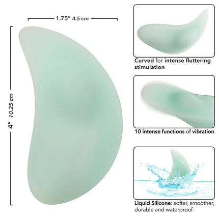 Pale green silicone massager calexotics pacifica bali teaser with ergonomic design for intense fluttering stimulation