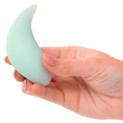 Ein weicher mintgrüner silikon vibrator in mondform mit 10 funktionen von calexotics pacifica bali teaser aqua