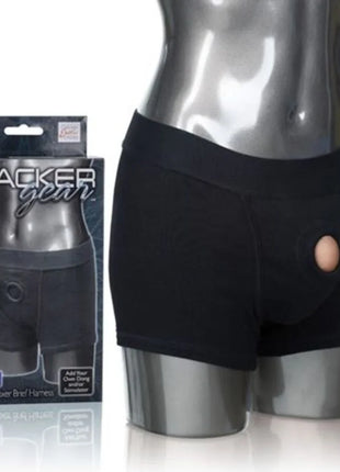 Calexotics packer gear boxer kurzgurt in schwarz mit zentraler runder Öffnung und elastischem Bund