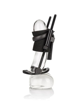 Clear glas dildo mit schwarzem silikon und metallkomponenten von CalExotics penisverlänger
