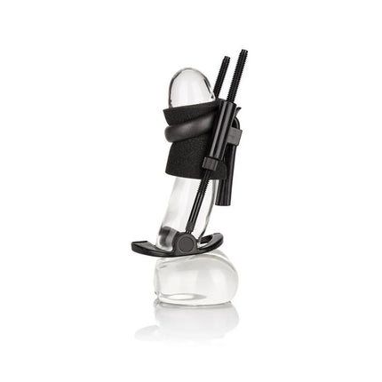 Clear glas dildo mit schwarzem silikon und metallkomponenten von CalExotics penisverlänger
