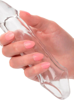 Clear, transparenter silikon dildo mit glatter, glänzender oberfläche und ergonomischen konturen von calexotics