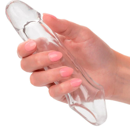 Clear, transparenter silikon dildo mit glatter, glänzender oberfläche und ergonomischen konturen von calexotics