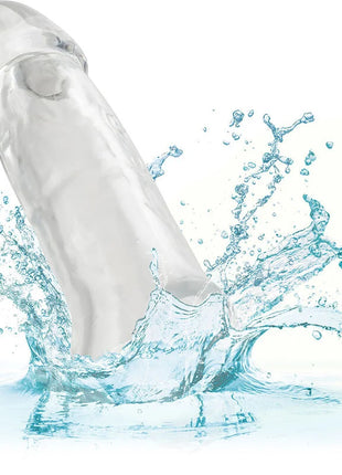 Calexotics performance maxx clear extension 5,5 transparent transparent silikon erwachsenenspielzeug mit glatter glänzender oberfläche und feinen rippen