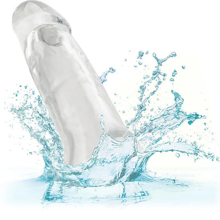 Calexotics performance maxx clear extension 5,5 transparent transparent silikon erwachsenenspielzeug mit glatter glänzender oberfläche und feinen rippen