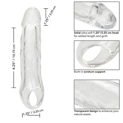 Calexotics performance maxx clear extension transparent silikon cockring mit ultraweichem kopf und hodenstütze