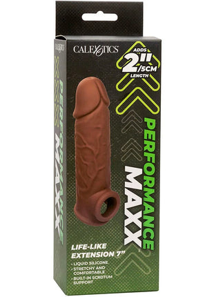 CALEXOTICS - PERFORMANCE MAXX LEBENSNAHE EXTENSION 7 BRAUNE HAUT - Penishülle mit Verlängerung