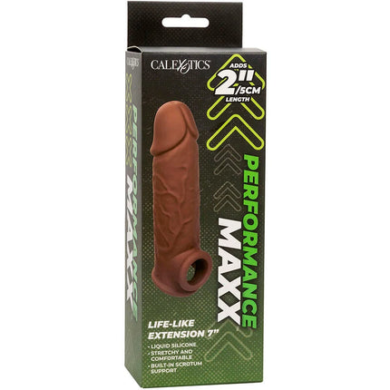 CALEXOTICS - PERFORMANCE MAXX LEBENSNAHE EXTENSION 7 BRAUNE HAUT - Penishülle mit Verlängerung
