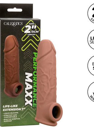 CALEXOTICS - PERFORMANCE MAXX LEBENSNAHE EXTENSION 7 BRAUNE HAUT - Penishülle mit Verlängerung
