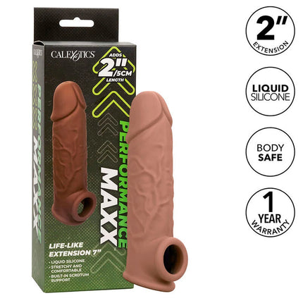 CALEXOTICS - PERFORMANCE MAXX LEBENSNAHE EXTENSION 7 BRAUNE HAUT - Penishülle mit Verlängerung