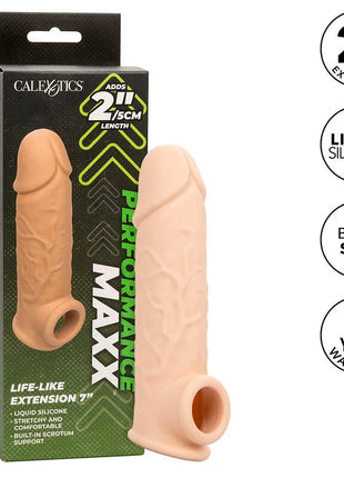 CALEXOTICS - PERFORMANCE MAXX LEBENSNAHE EXTENSION 7 HELLE HAUT - Penishülle mit Verlängerung