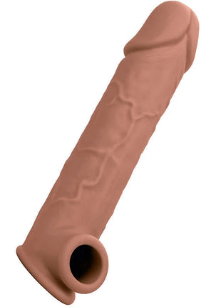 Tan silikon peniscover mit realistischer struktur und konischem ende caalexotics performance maxx extension