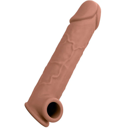 Tan silikon peniscover mit realistischer struktur und konischem ende caalexotics performance maxx extension