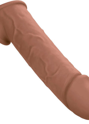 Tanfarbener silikon dildo mit realistischem struktur, spitz zulaufendem kopf und breiter basis von Calexotics