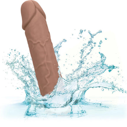 Tan silikon adult toy mit strukturierter oberfläche und realistischer optik von calexotics performance maxx lebensnahe extension 8 braune haut