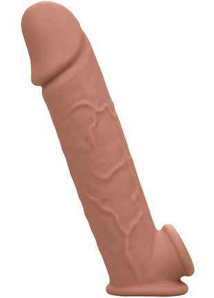 Tanfarbener realistischer silikon-dildo mit strukturierter oberfläche und abgerundetem kopf von calexotics