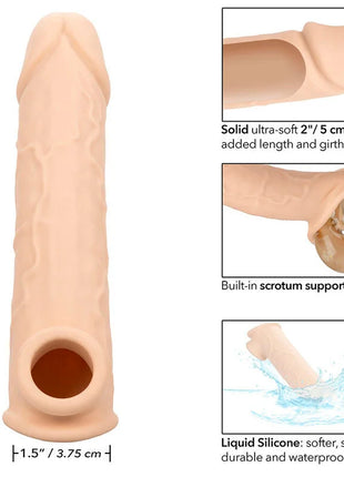 Beige flüssiges silikon erwachsenenspielzeug mit solidem ultraweichem kopf und integriertem skrotalstütze von calexotics