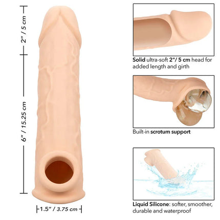 Beige flüssiges silikon erwachsenenspielzeug mit solidem ultraweichem kopf und integriertem skrotalstütze von calexotics