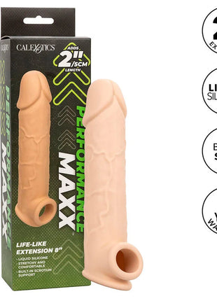 Calexotics performance maxx lebensnahe extension 8 in peachy beige flüssigsilikon für realistischen fühl und komfort