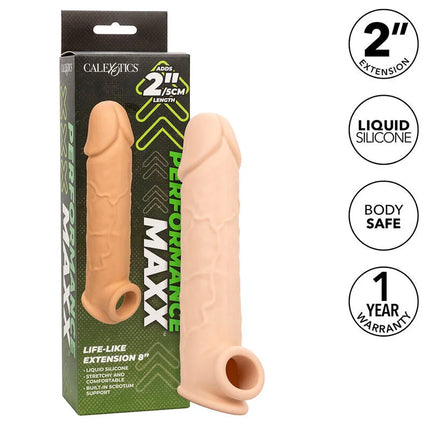 Calexotics performance maxx lebensnahe extension 8 in peachy beige flüssigsilikon für realistischen fühl und komfort